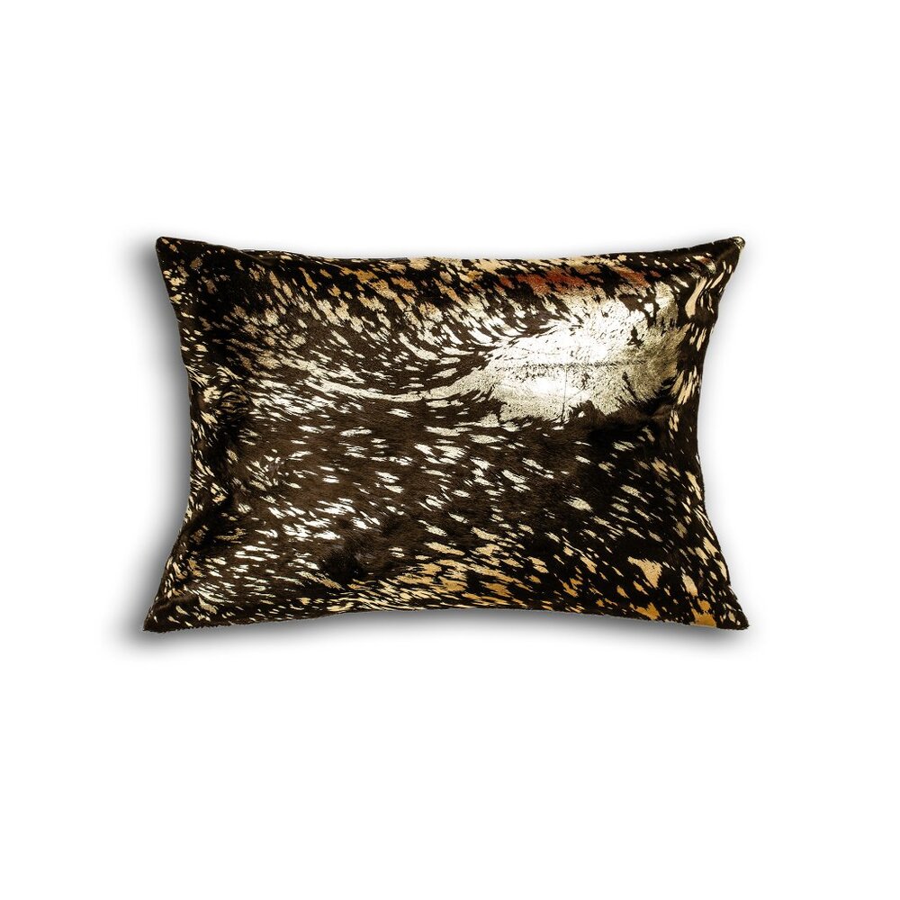 Natural Home Decor Torino Scotland Cowhide Pillow | 1-Piece | Chocolate & gold